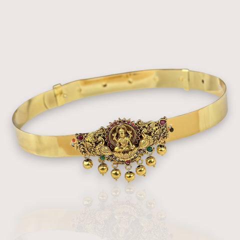 Traditional Gold Plated Temple Motif Doller Hip Belt For Kids