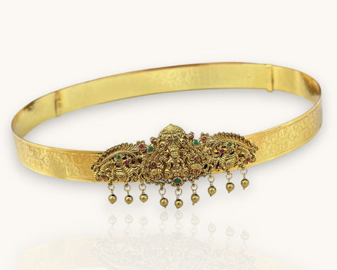 Classic Lakshmi Nakash Hip Belt Antique Gold Temple Vaddanam JH7869