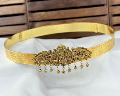 Classic Lakshmi Nakash Hip Belt Antique Gold Temple Vaddanam JH7869