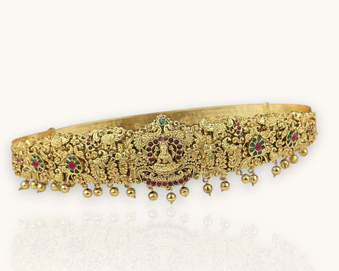 Divine Lakshmi Temple Hip Belt Antique Gold Bridal Vaddanam JH7873