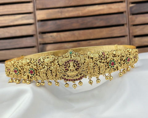 Divine Lakshmi Temple Hip Belt Antique Gold Bridal Vaddanam JH7873