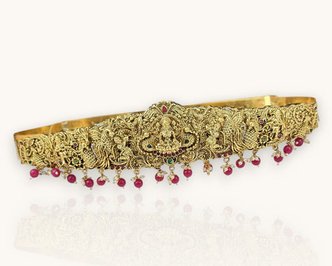 Divine Lakshmi Temple Hip Belt Antique Gold Bridal Vaddanam JH7875