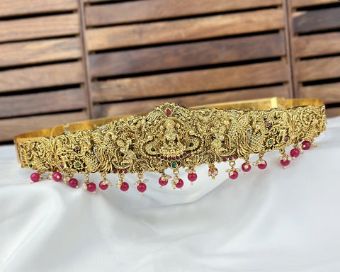 Divine Lakshmi Temple Hip Belt Antique Gold Bridal Vaddanam JH7875