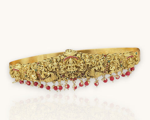 Divine Lakshmi Temple Hip Belt Antique Gold Bridal Vaddanam JH7876