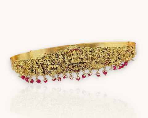 Divine Lakshmi Temple Hip Belt Antique Gold Bridal Vaddanam JH7878