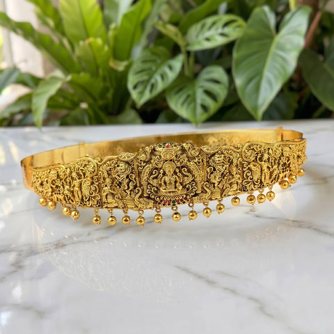 Divine Lakshmi Temple Hip Belt Antique Gold Bridal Vaddanam JH7879
