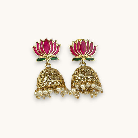 Blooming Lotus Pearl Jhumka Earrings JH7881