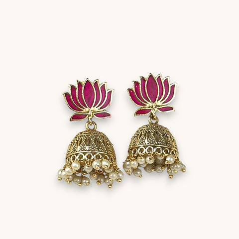 Blooming Lotus Pearl Jhumka Earrings JH7881