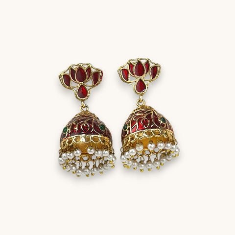 Blooming Lotus Pearl Jhumka Earrings JH7882