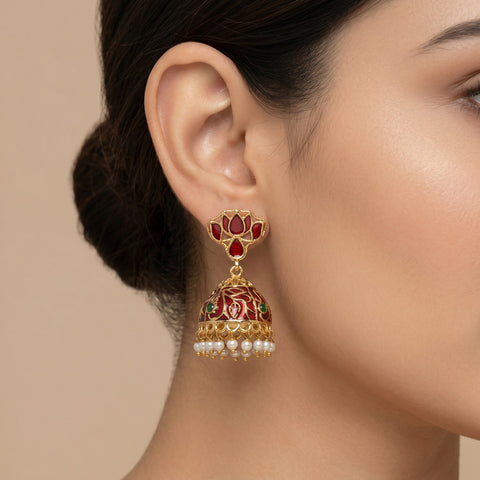 Blooming Lotus Pearl Jhumka Earrings JH7882