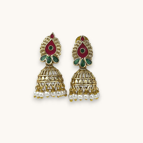 Blooming Lotus Pearl Jhumka Earrings JH7883