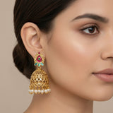 Blooming Lotus Pearl Jhumka Earrings JH7883
