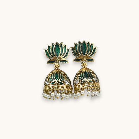 Blooming Lotus Pearl Jhumka Earrings JH7884