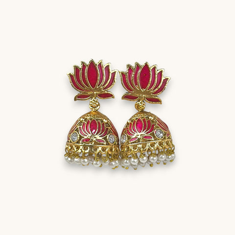 Blooming Lotus Pearl Jhumka Earrings JH7884