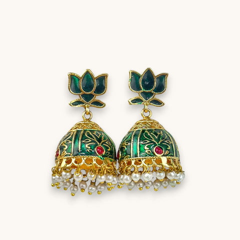 Blooming Lotus Pearl Jhumka Earrings JH7888