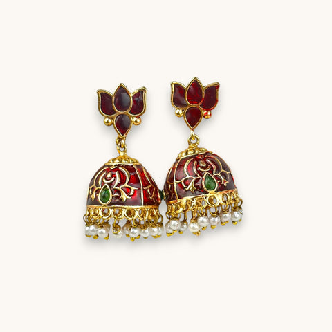 Blooming Lotus Pearl Jhumka Earrings JH7889