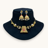 Traditional Lakshmi Temple Necklace Set with Jhumka Earrings