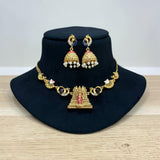 Traditional Lakshmi Temple Necklace Set with Jhumka Earrings