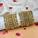 Grand Traditional Gold Finish Bridal Bangle Set JH7896
