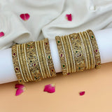 Grand Traditional Gold Finish Bridal Bangle Set JH7897