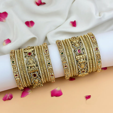 Grand Traditional Gold Finish Bridal Bangle Set JH7898