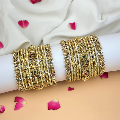 Grand Traditional Gold Finish Bridal Bangle Set JH7899