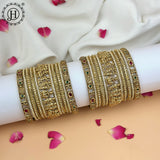 Grand Traditional Gold Finish Bridal Bangle Set JH7900