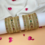 Grand Traditional Gold Finish Bridal Bangle Set JH7901