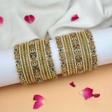Grand Traditional Gold Finish Bridal Bangle Set JH7902
