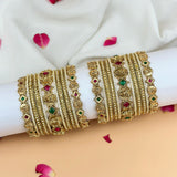 Grand Traditional Gold Finish Bridal Bangle Set JH7904
