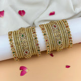 Grand Traditional Gold Finish Bridal Bangle Set JH7905