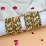 Grand Traditional Gold Finish Bridal Bangle Set JH7907