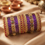 Grand Traditional Gold Finish Bridal Bangle Set JH7908