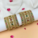 Grand Traditional Gold Finish Bridal Bangle Set JH7908
