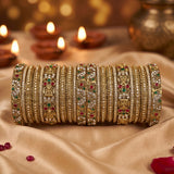 Grand Traditional Gold Finish Bridal Bangle Set JH7909