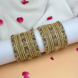 Grand Traditional Gold Finish Bridal Bangle Set JH7909