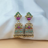 Gopuram Traditional Multicolor Temple Jhumka Earrings