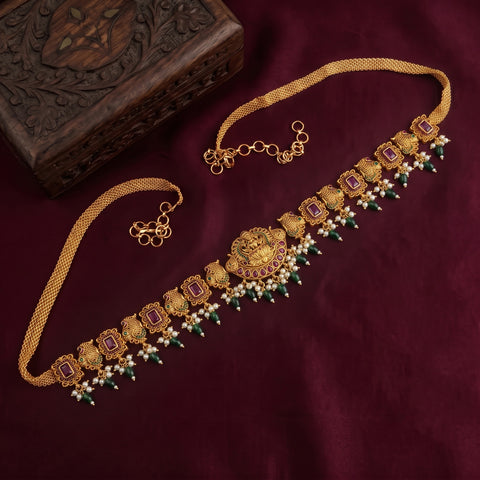 Antique Gold Plated Hip Chain for Women Traditional Waist Belt JH7941