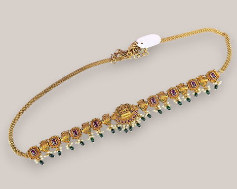 Antique Gold Plated Hip Chain for Women Traditional Waist Belt JH7941