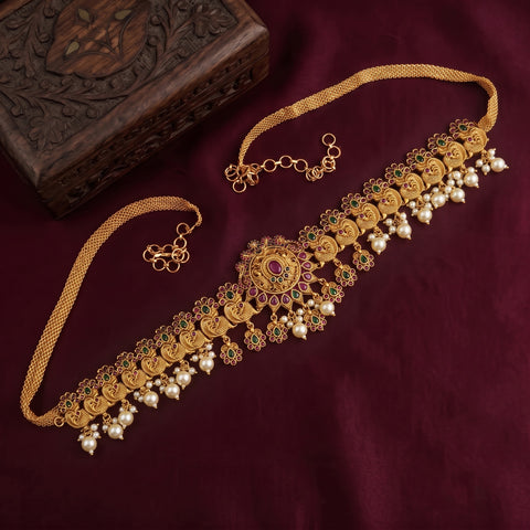 Antique Gold Plated Hip Chain for Women Traditional Waist Belt JH7942