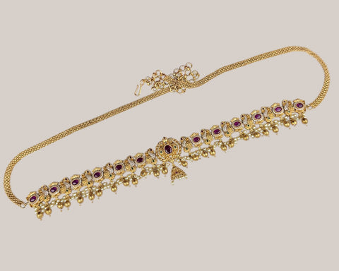 Antique Gold Plated Hip Chain for Women Traditional Waist Belt JH7944