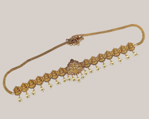 Antique Gold Plated Hip Chain for Women Traditional Waist Belt JH7945