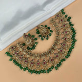 Exclusive Gold Finish Antique Necklace With Earrings JH7978