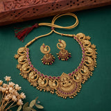 Exclusive Gold Finish Antique Necklace With Earrings JH7983