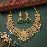 Exclusive Gold Finish Antique Necklace With Earrings JH7985