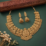 Exclusive Gold Finish Antique Necklace With Earrings JH7985