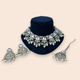 Royal Kundan Pearl Choker Necklace Set with Earrings And Maang Tikka JH7993
