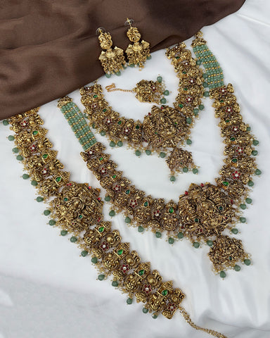 Antique Traditional Temple Semi Bridal Jewellery Set JH8061