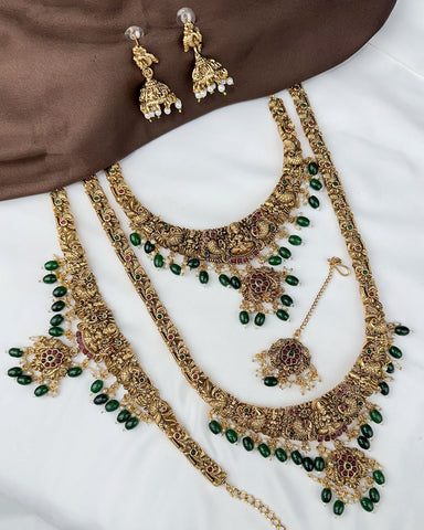 Antique Traditional Temple Semi Bridal Jewellery Set JH8064