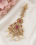 Antique Gold Temple Maang Tikka with Pearl Drops  JH8077
